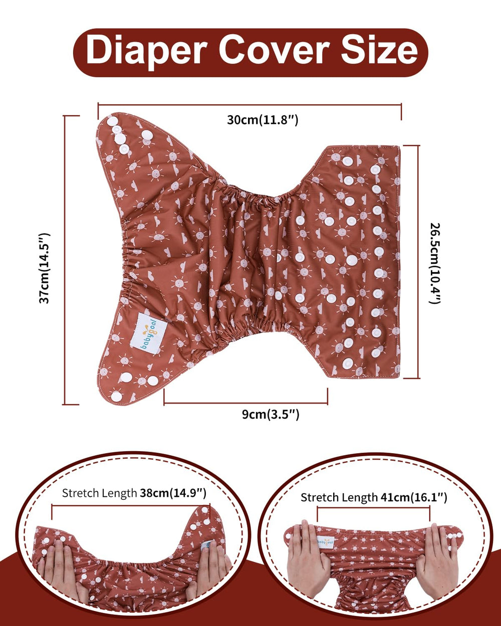 Close-up of Babygoal double gusset diaper cover reduces leaks.