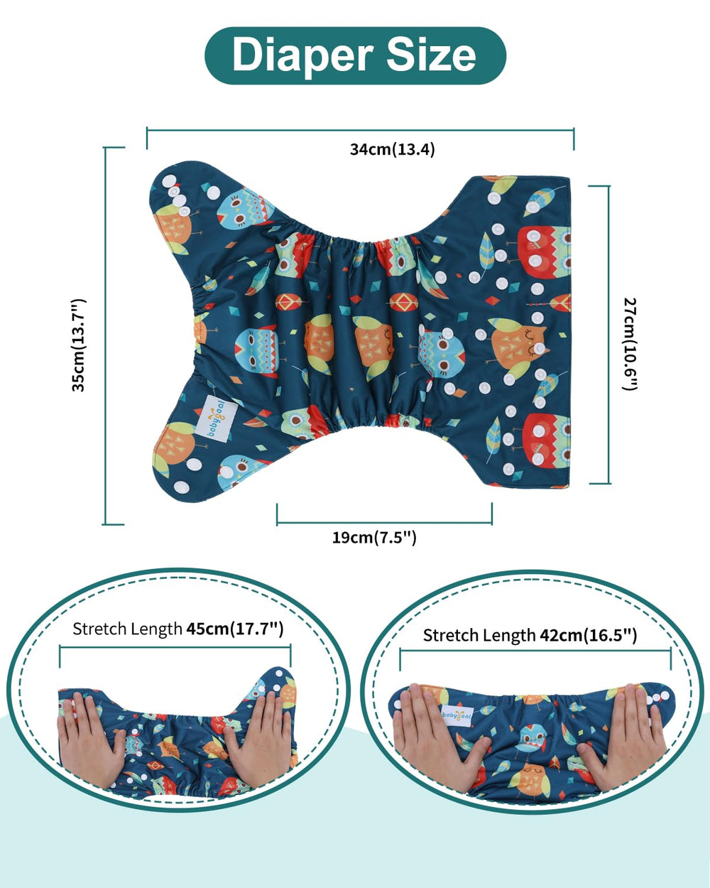 Babygoal double gussets detail illustrating leak prevention and snug leg fit.