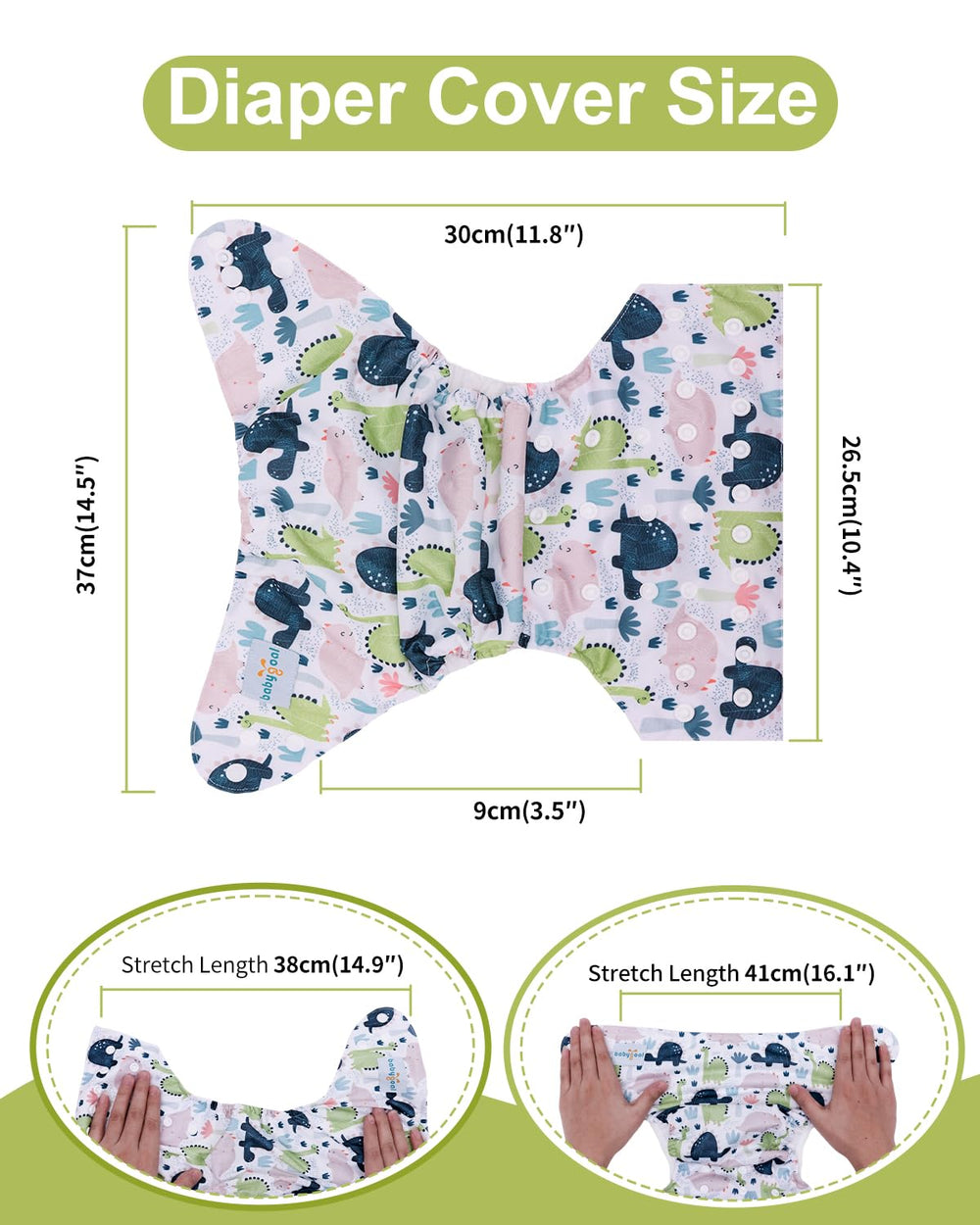 Babygoal double gussets close-up highlight leak protection with comfy elastic.