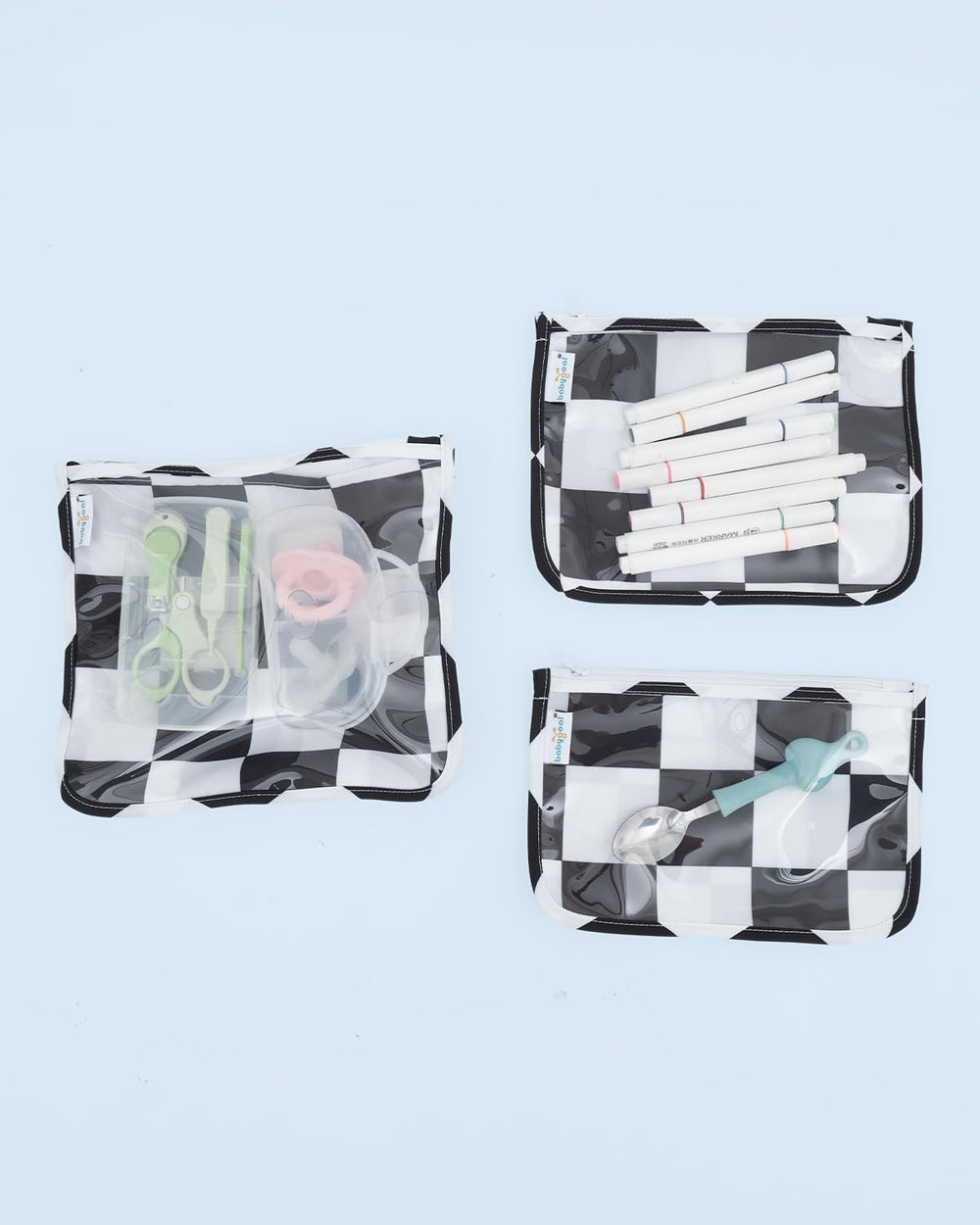 babygoal easy-clean clear bags ready for next outing after a wipe down