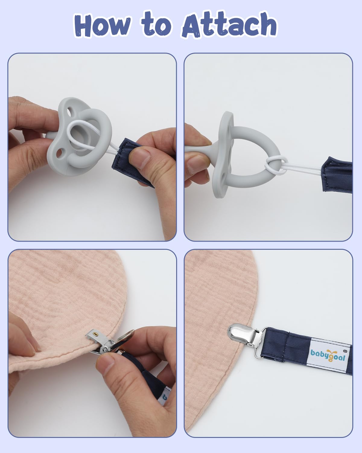 Babygoal easy to use pacifier clip for quick attachment