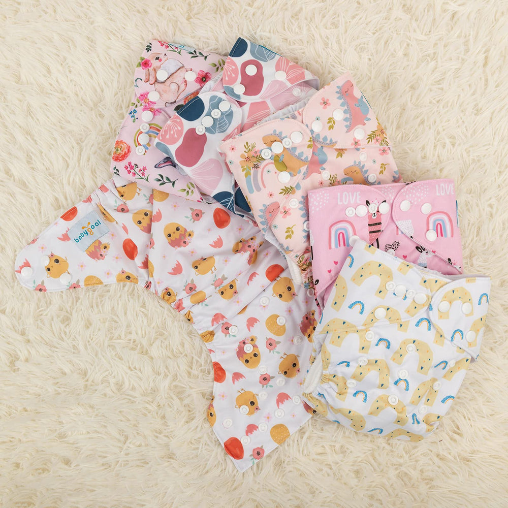 Babygoal leg gussets prevent leaks with snug waist and leg elastic.