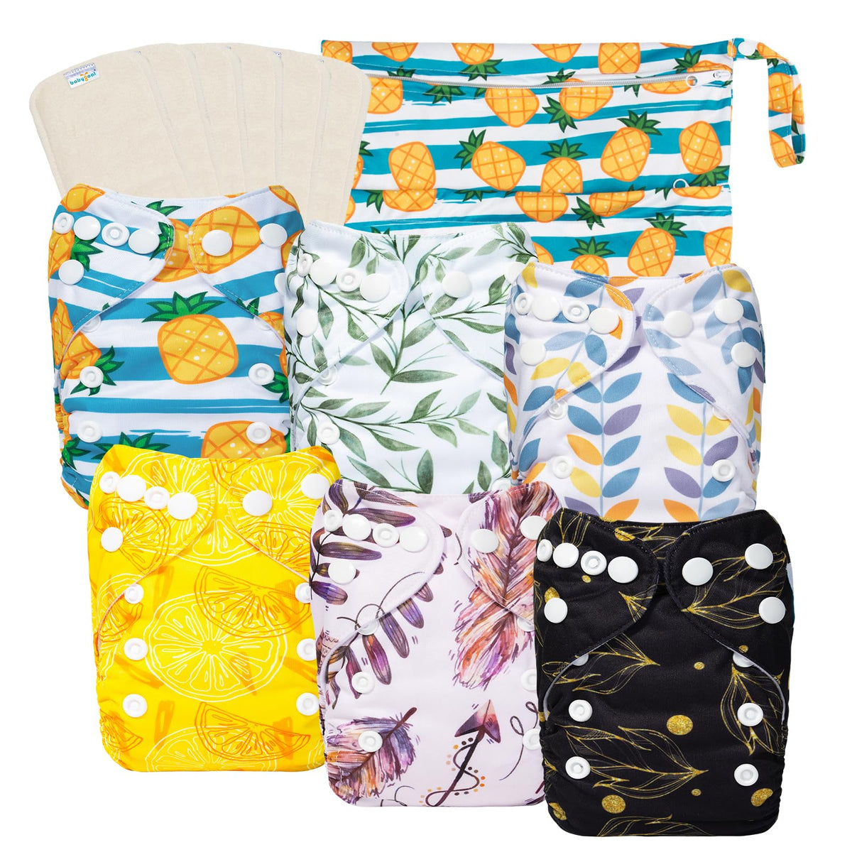 Babygoal newborn cloth diaper cover with adjustable snaps for secure fit.