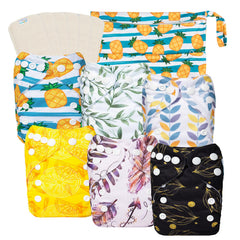 Babygoal newborn cloth diaper cover with adjustable snaps for secure fit.