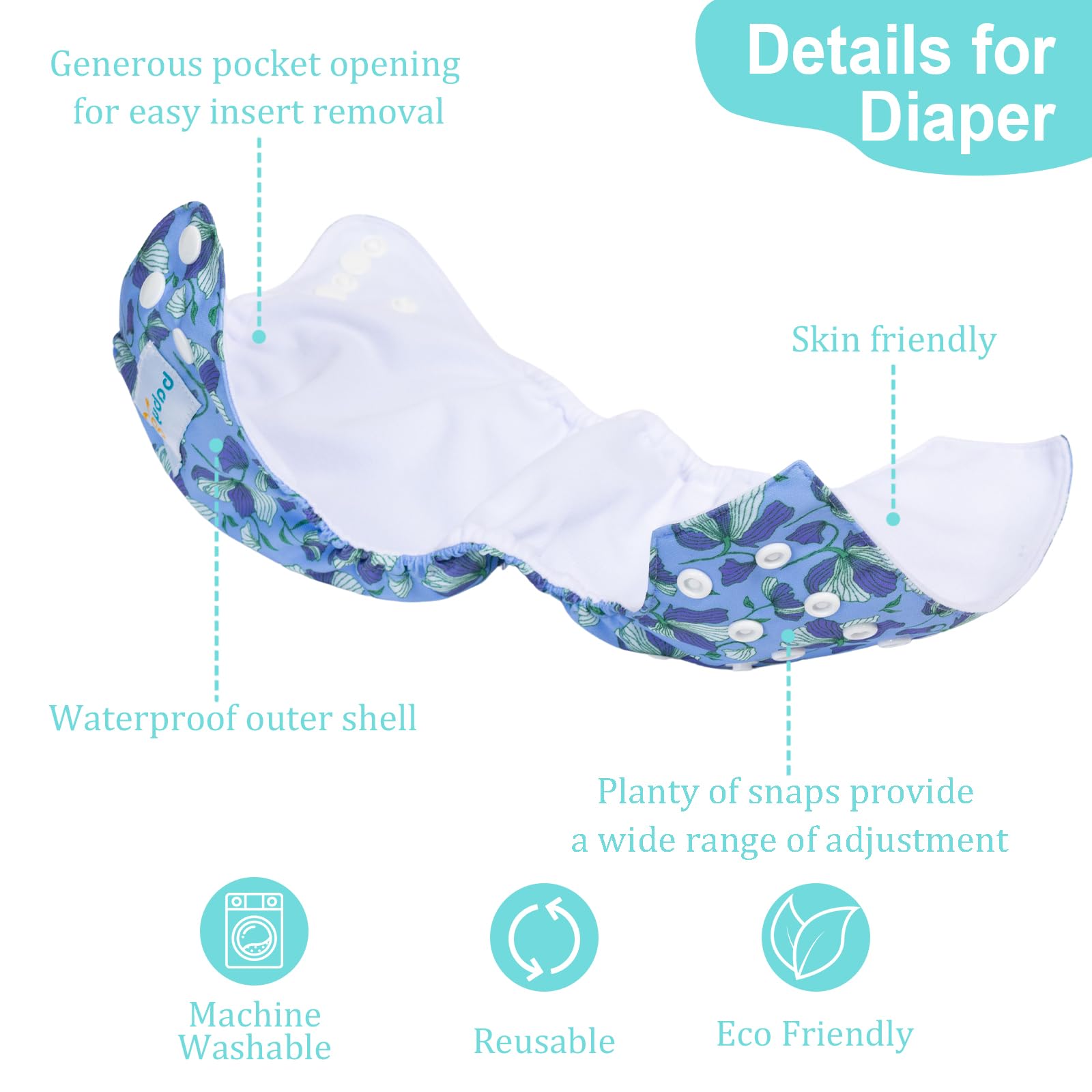 Babygoal newborn cloth diaper pack cover with adjustable snaps for snug fit.