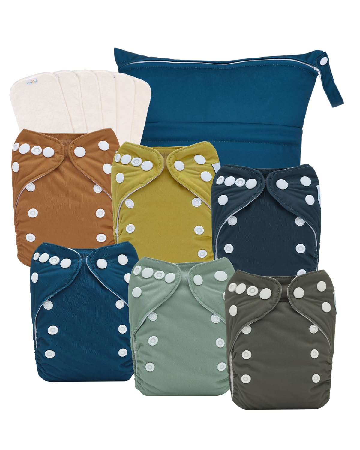 Babygoal newborn cloth diaper pack front view for easy, ready-to-use baby changes.