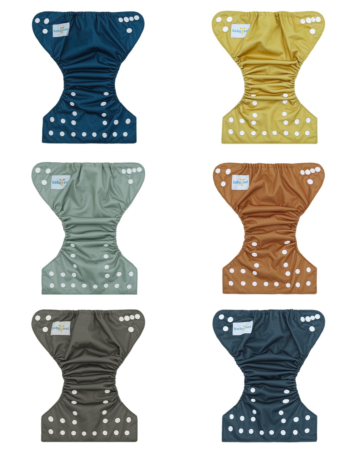 Babygoal diaper snaps close-up highlighting adjustable fit for growing newborns.