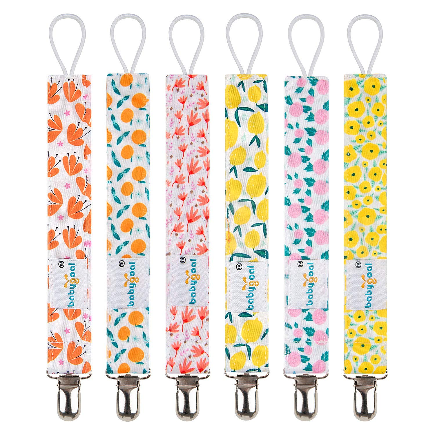 Babygoal pacifier clips with diverse designs for boys and girls.