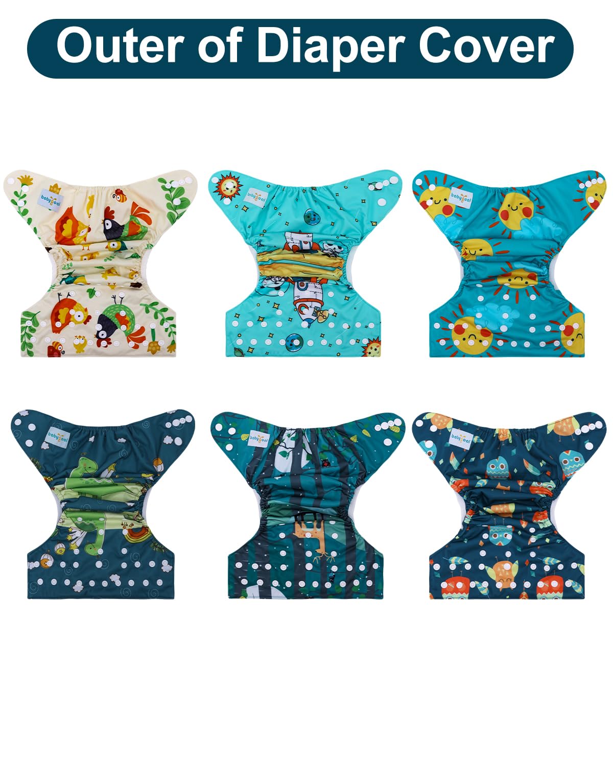babygoal packaging includes six covers and a wet bag for travel