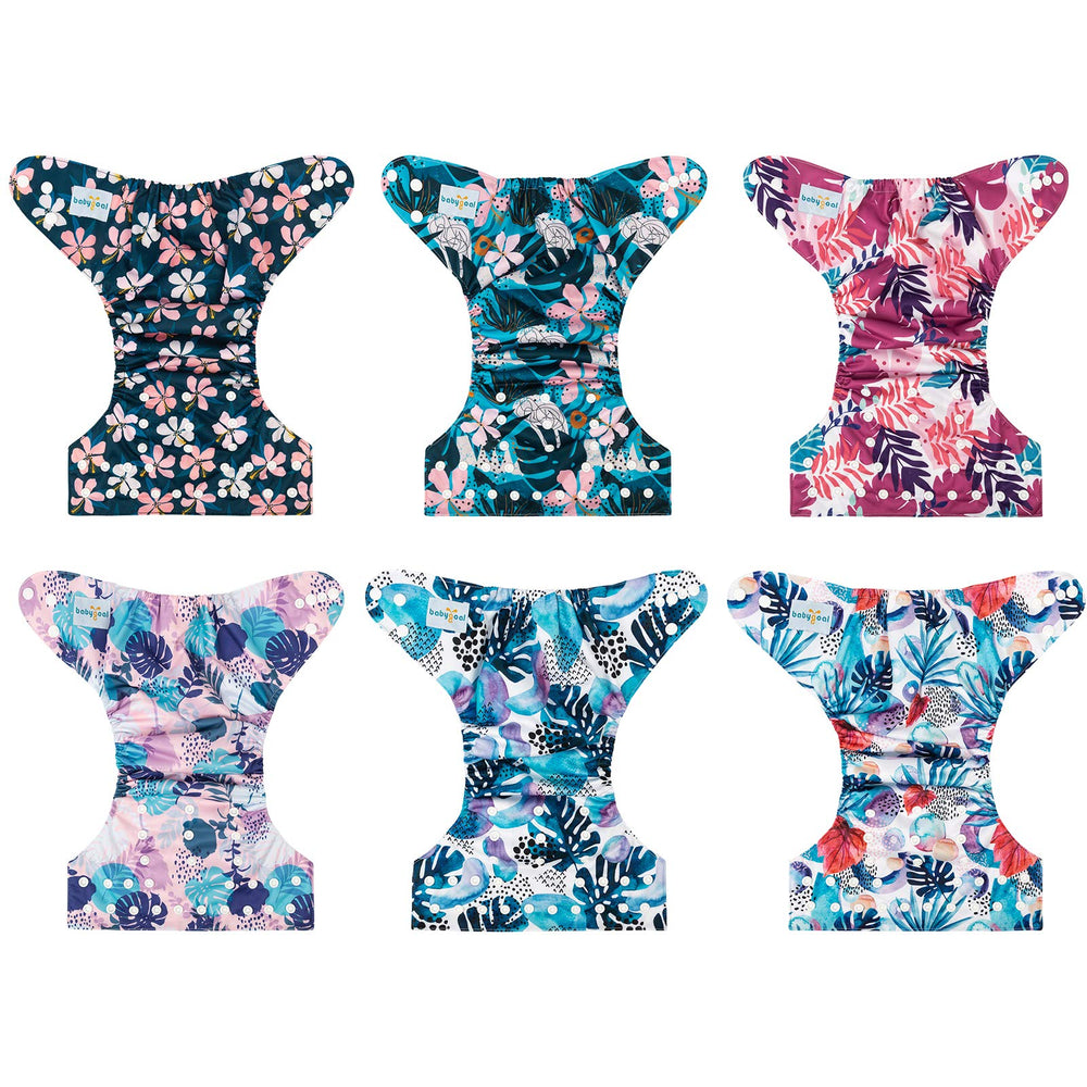 babygoal pocket diaper outer layer shows adjustable snaps for fit