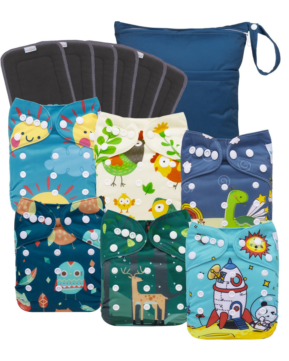 Babygoal reusable charcoal cloth diaper closeup showing breathable bamboo lining for dry, comfy skin.