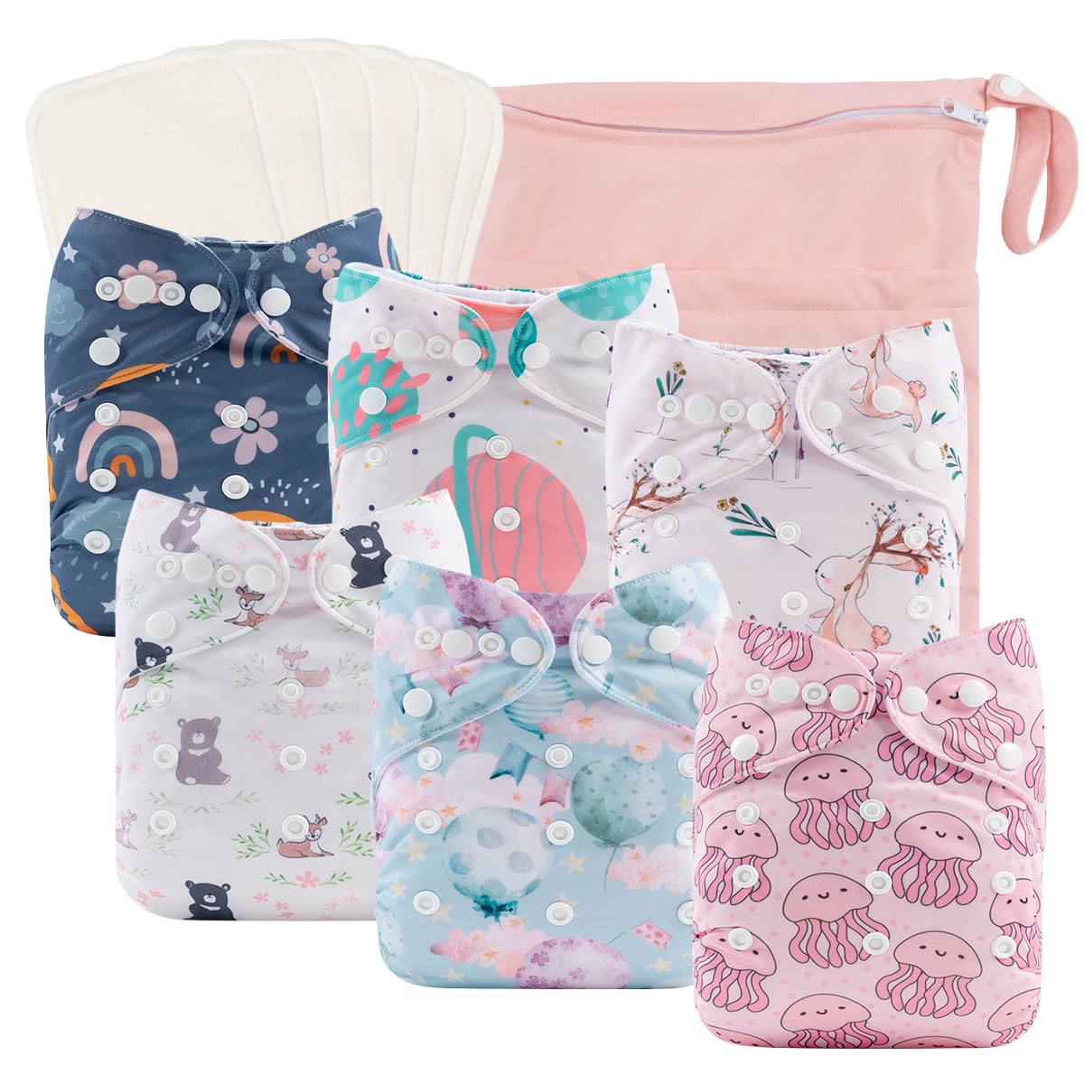 babygoal reusable cloth diaper with adjustable snaps for a growing baby