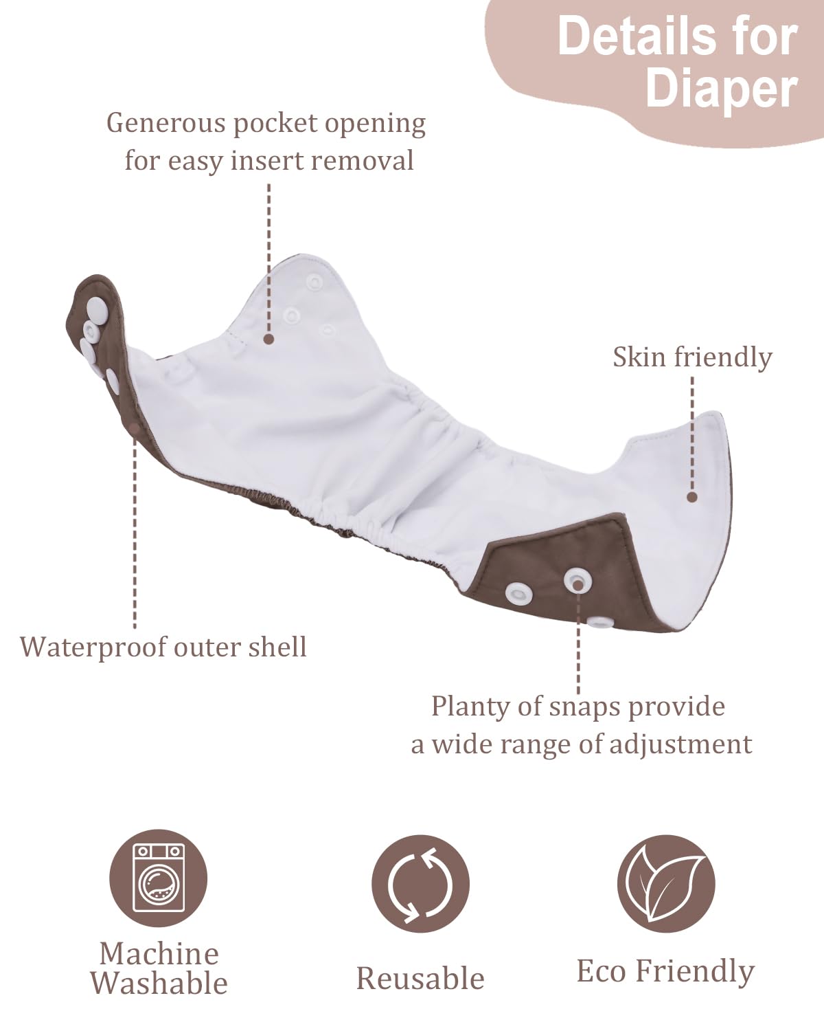 babygoal adjustable snaps adapt to baby size from 5 to 12 pounds.