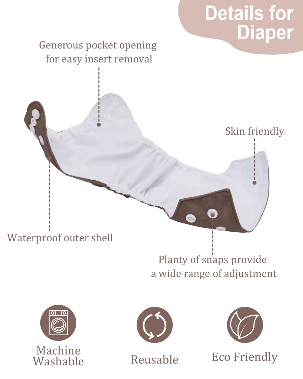 babygoal adjustable snaps adapt to baby size from 5 to 12 pounds.