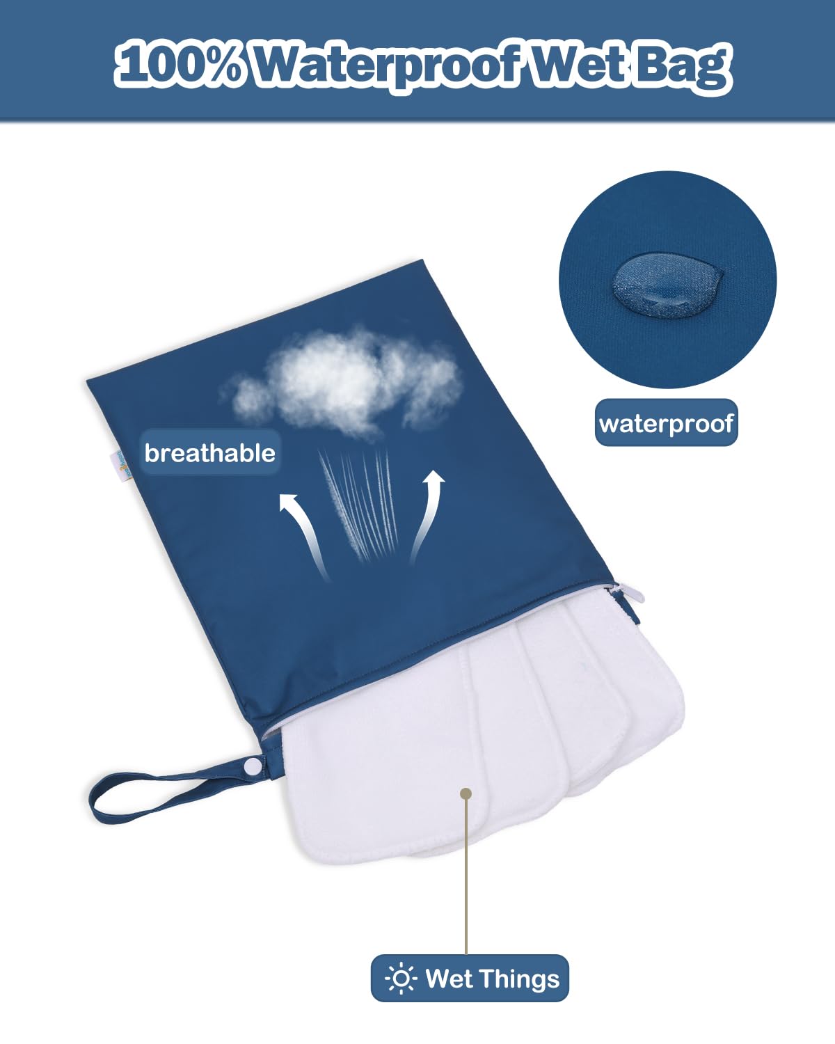 babygoal wet bag compact fold fits in purse or backpack