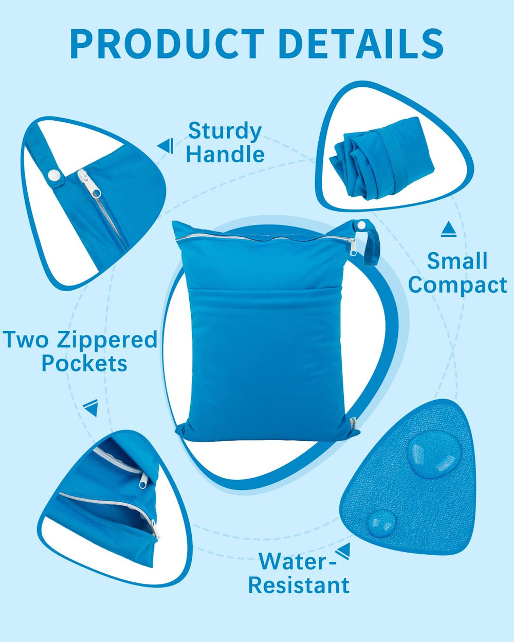 Babygoal wet bag with double-pocket closure keeps items separate