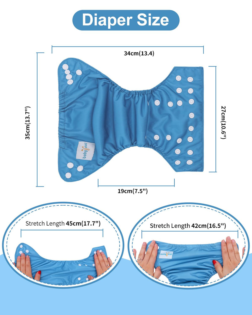 Babygoal wet bag keeps used diapers organized and ready for washing on the go.