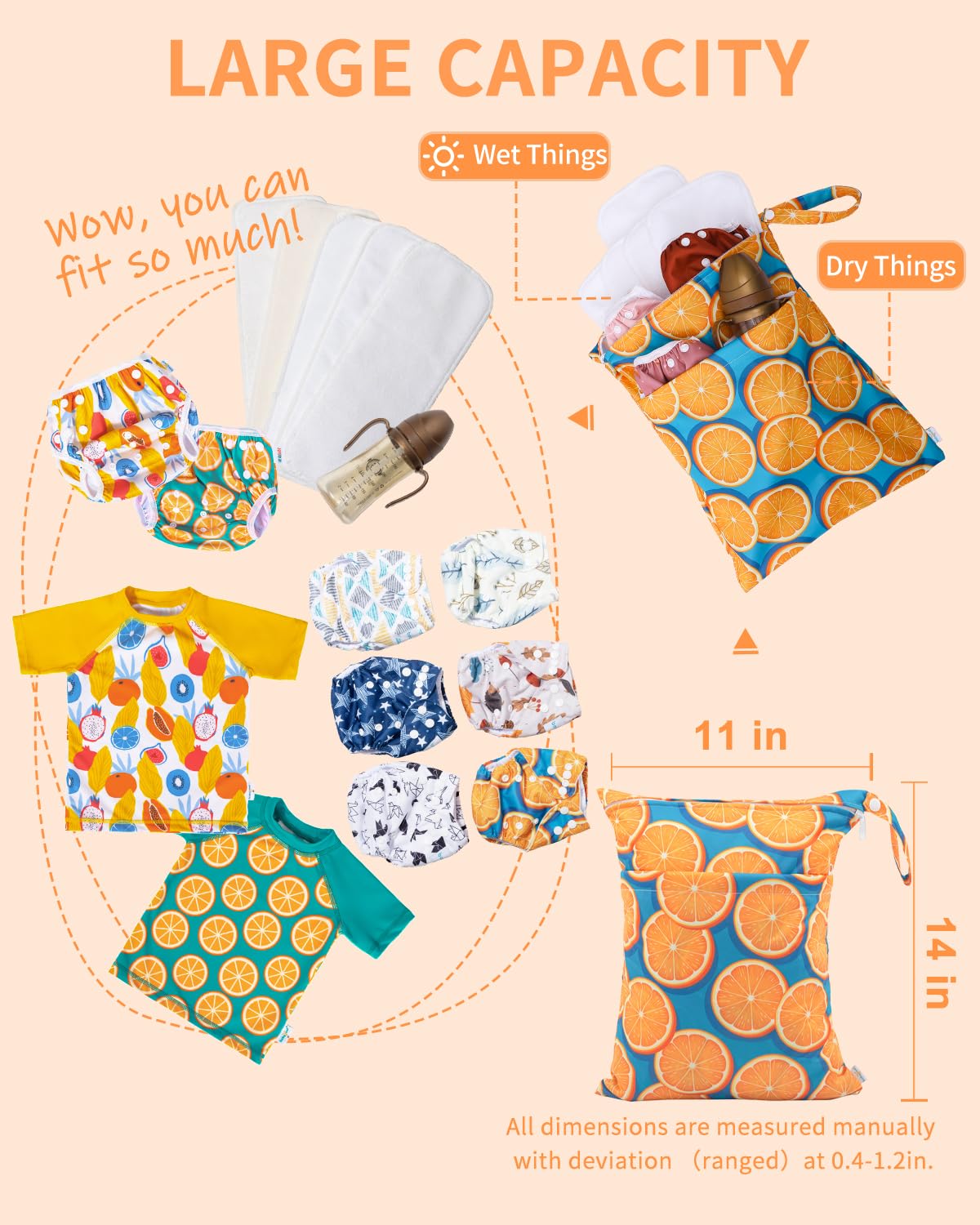 Babygoal wet bag is machine washable for effortless cleaning.