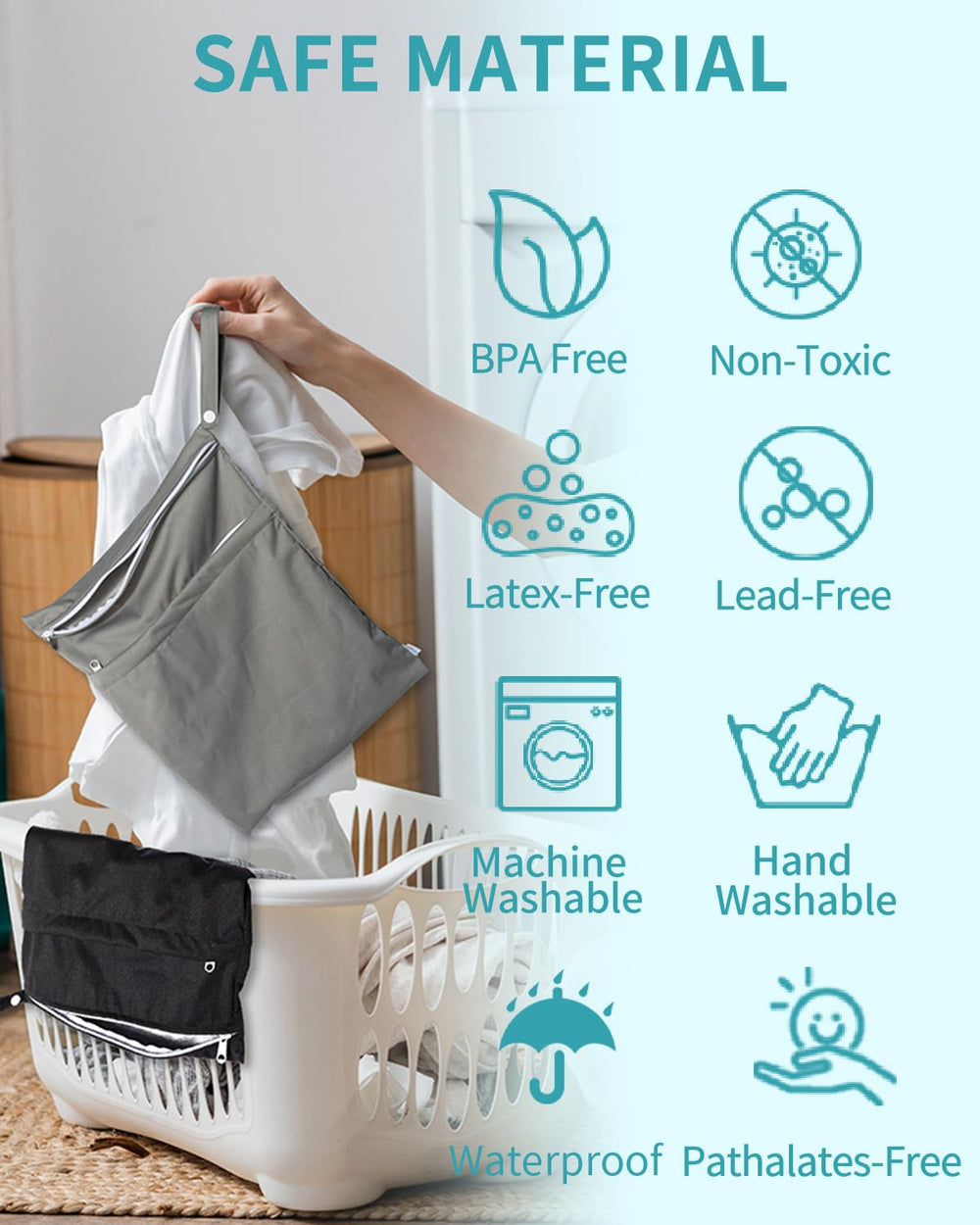 Babygoal wet bag used for diapers, swimsuits, gym gear, and more.