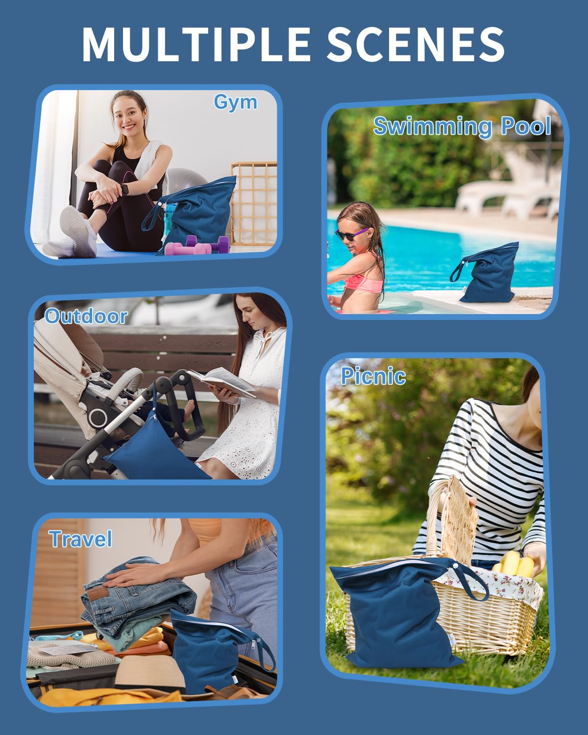 babygoal wet bag multi-use storage for diapers, swimwear, cosmetics