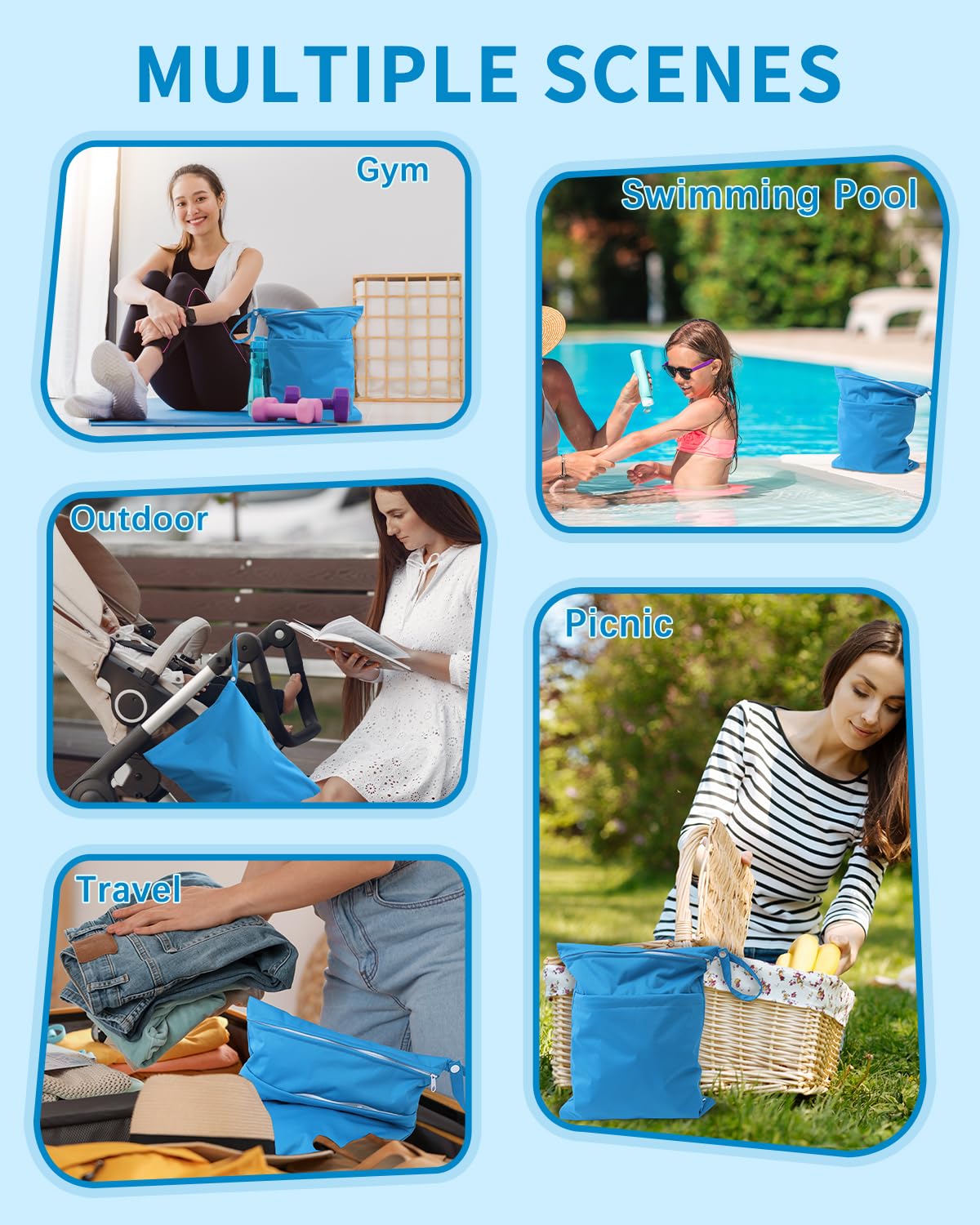 Babygoal wet bag with snap handle hung on stroller
