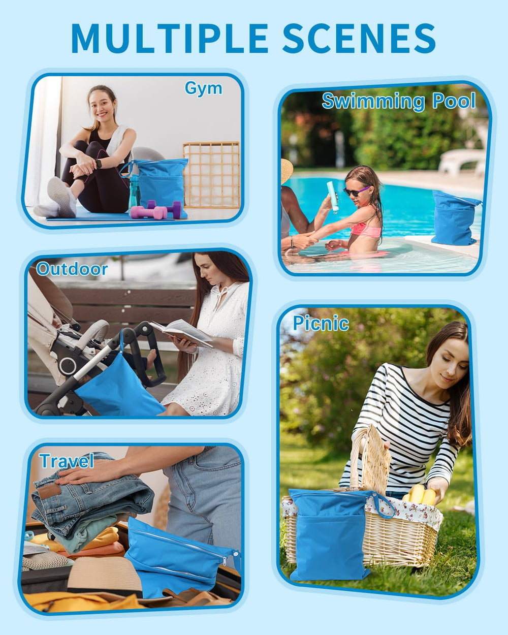 Babygoal wet bag with snap handle hung on stroller