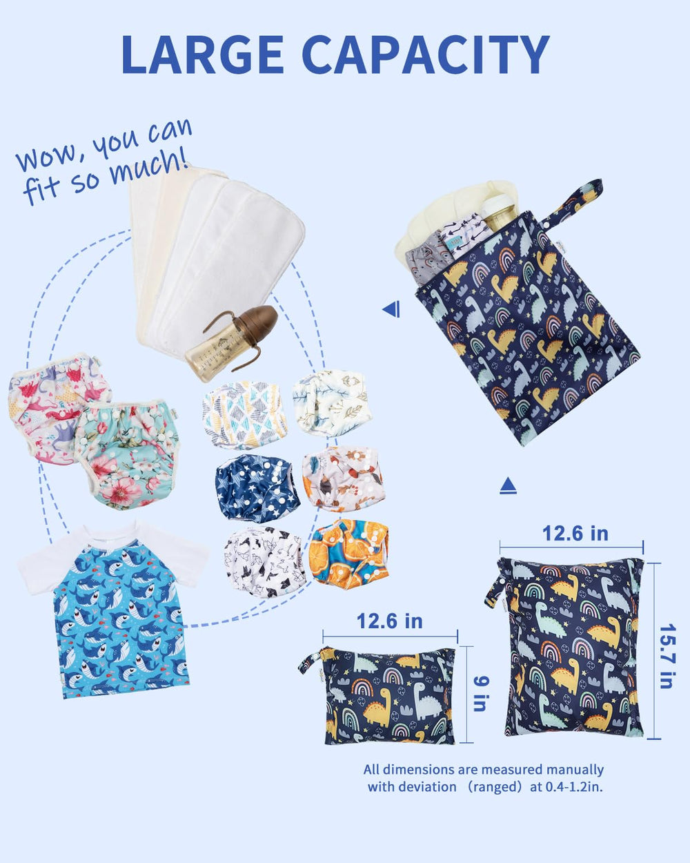babygoal Wet Dry Bags small bags: 9x13 size ideal for travel toiletries or toys.
