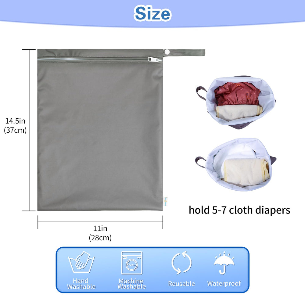 babygoal wet dry bag featuring a snap handle for stroller hanging
