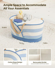 Babygreat diaper caddy side view, durable cotton rope maintains shape in nursery.