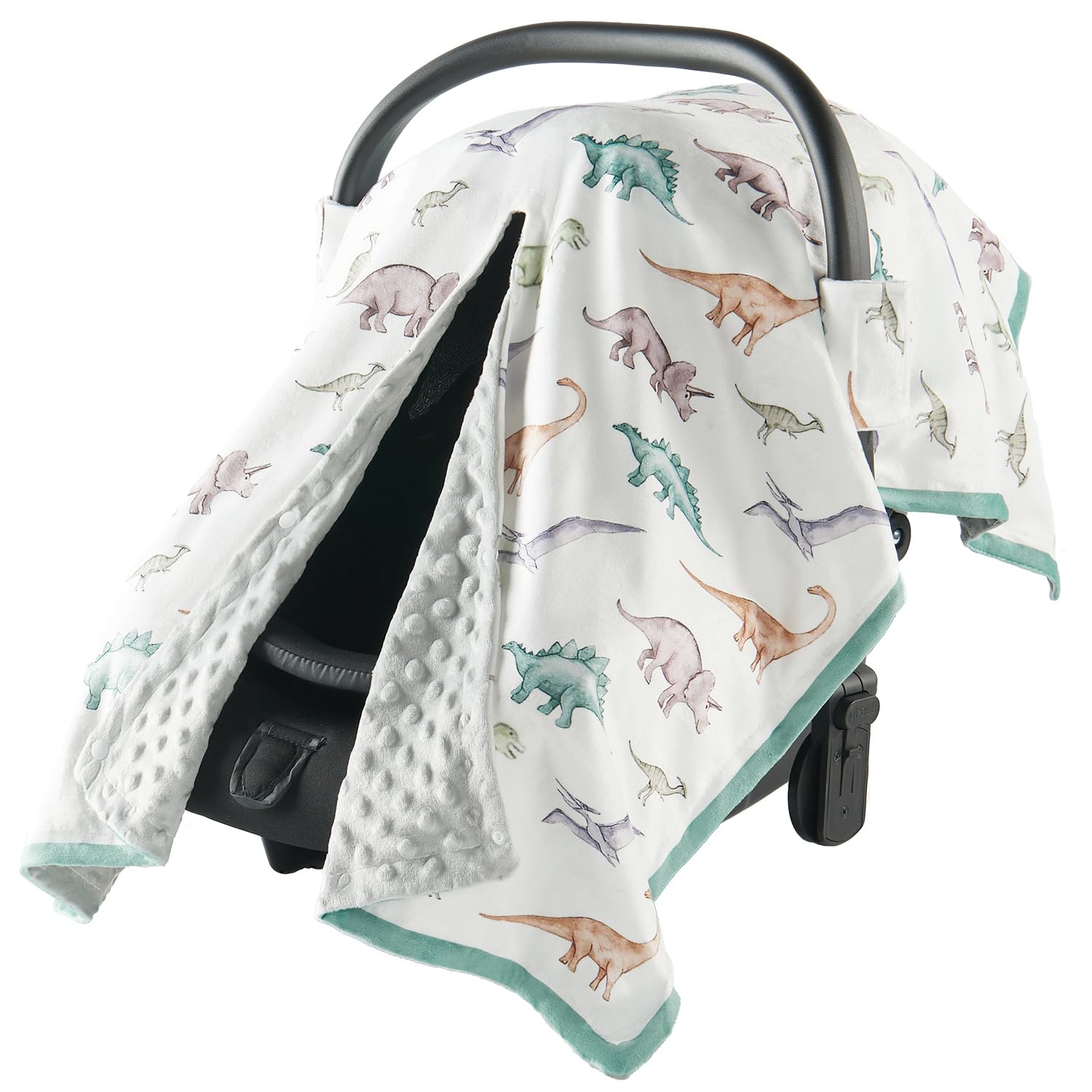 Babygreat car seat cover with dinosaur pattern for cozy warmth and privacy