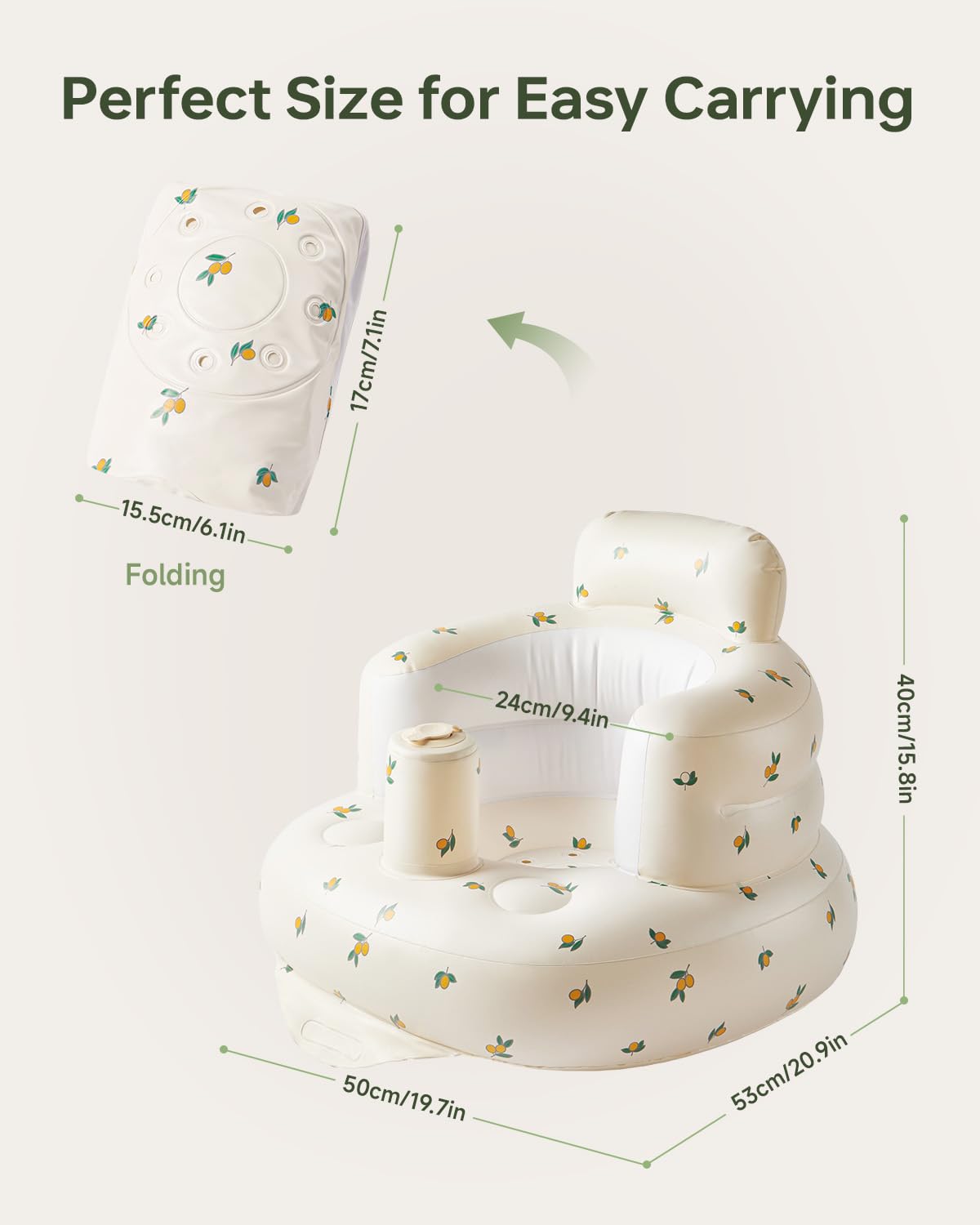 Anti-tip design and low center of gravity provide stable seating for babies