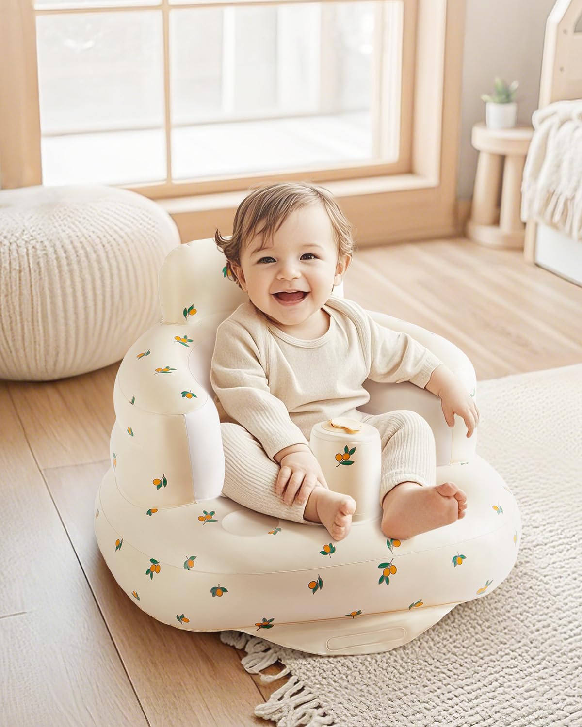 Babygreat seat with built-in pump for quick, tool-free setup