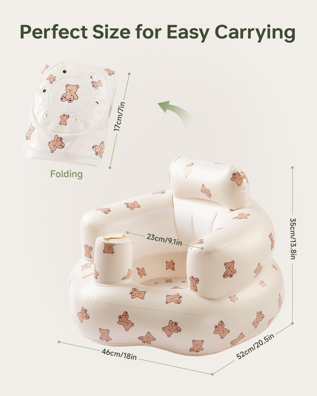 Babygreat seat demonstrates low center of gravity to reduce tipping during practice.