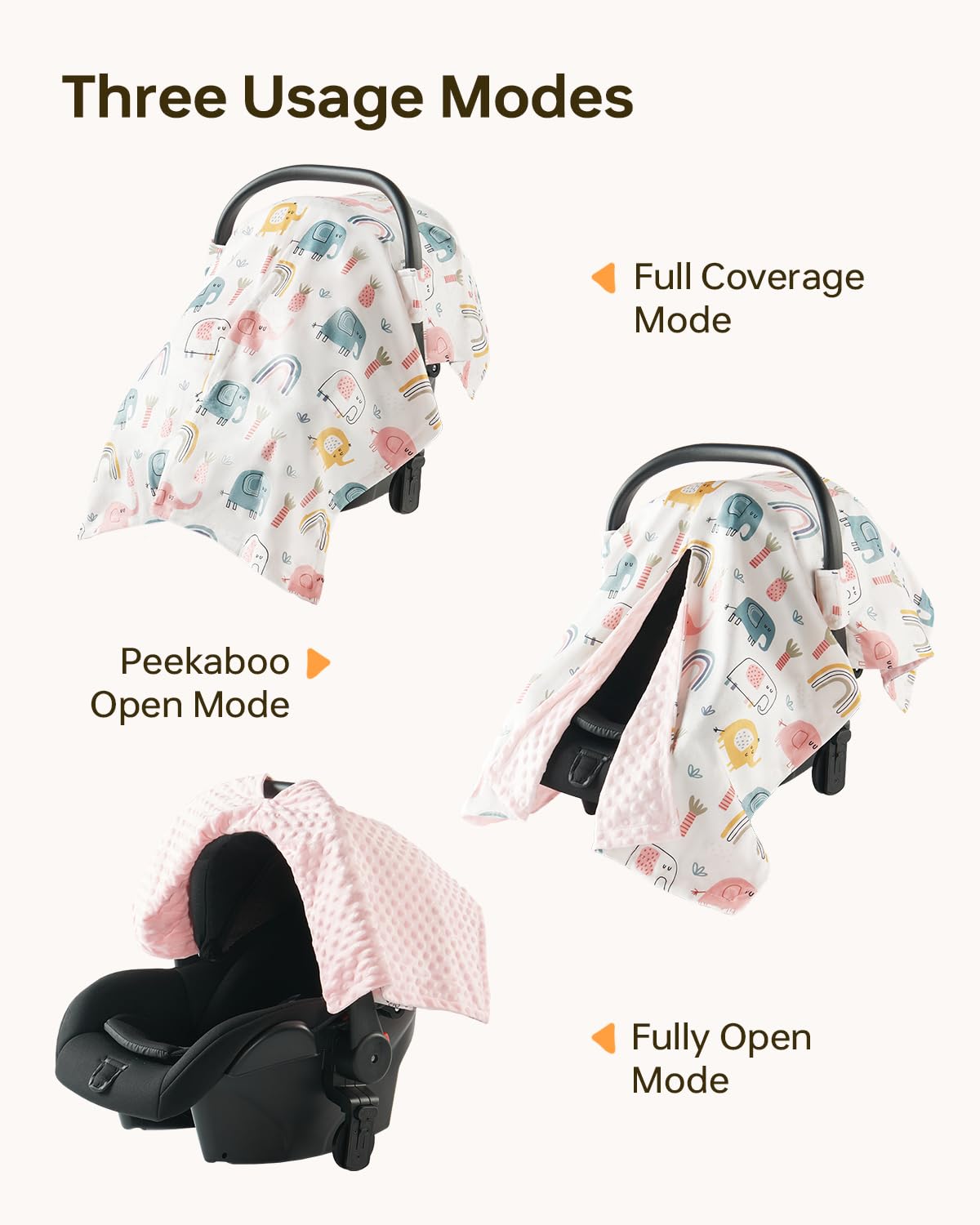 Babygreat stroller canopy in soft Minky fleece shields baby from wind and sun.