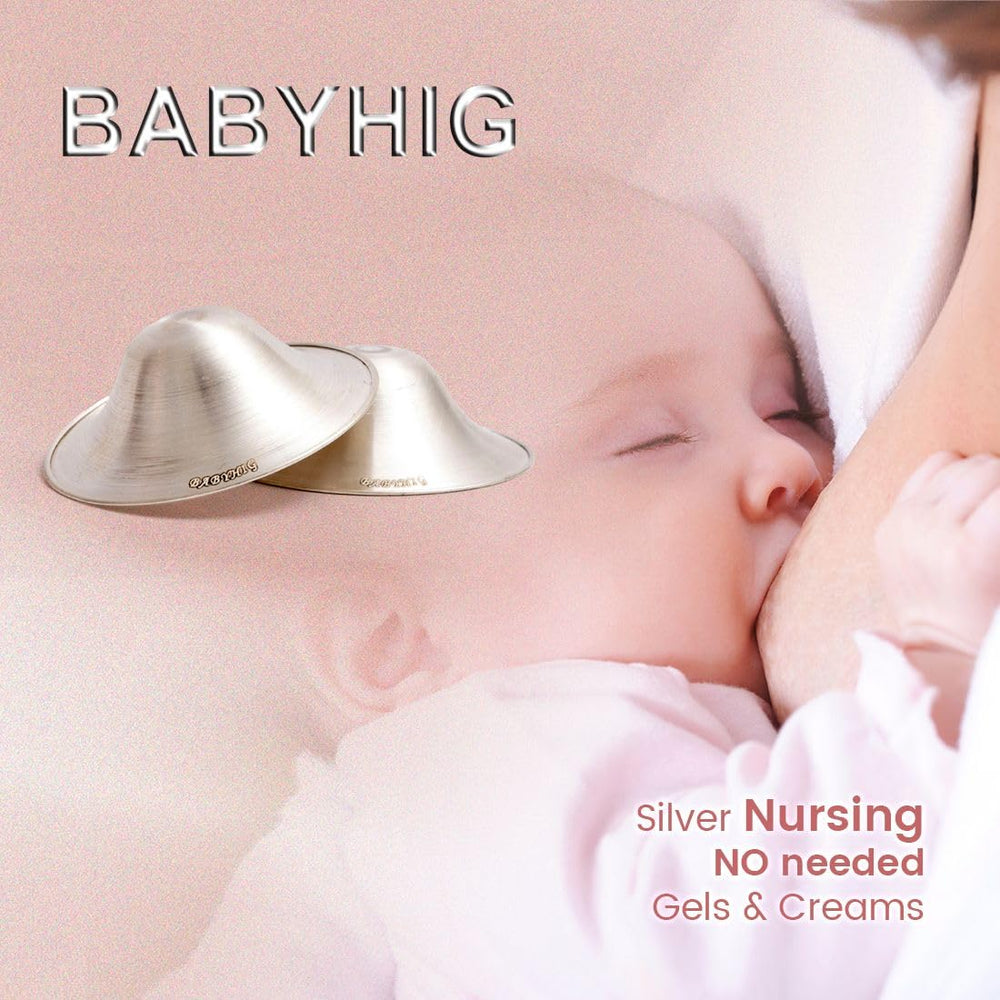 BABYHIG nickel-free silver cups protect sensitive skin during nursing.