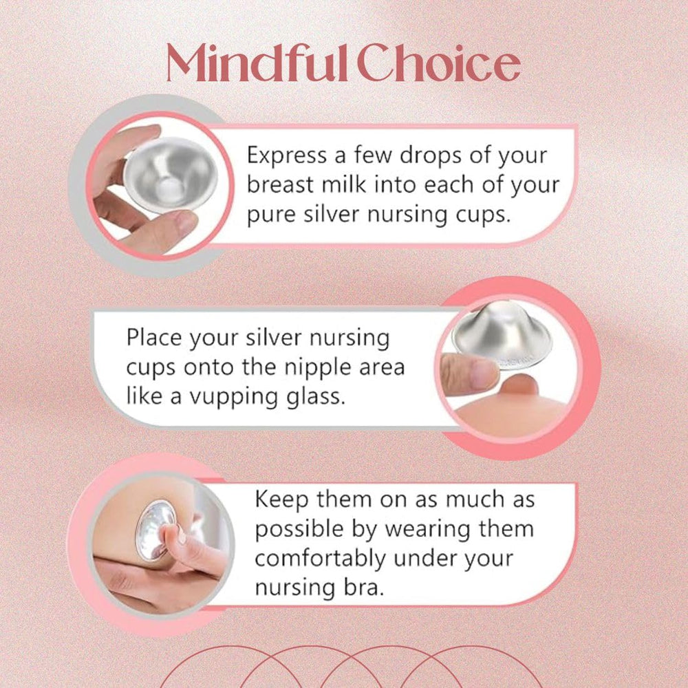 BABYHIG cups worn under a bra provide discreet nipple protection.
