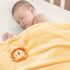 Babyhuggle lion-shaped foldable blanket for cozy newborn cuddles and play.
