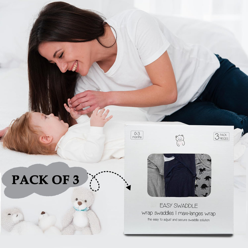 BABYKINZ durable stitching across 3-pack for long-lasting newborn swaddling.