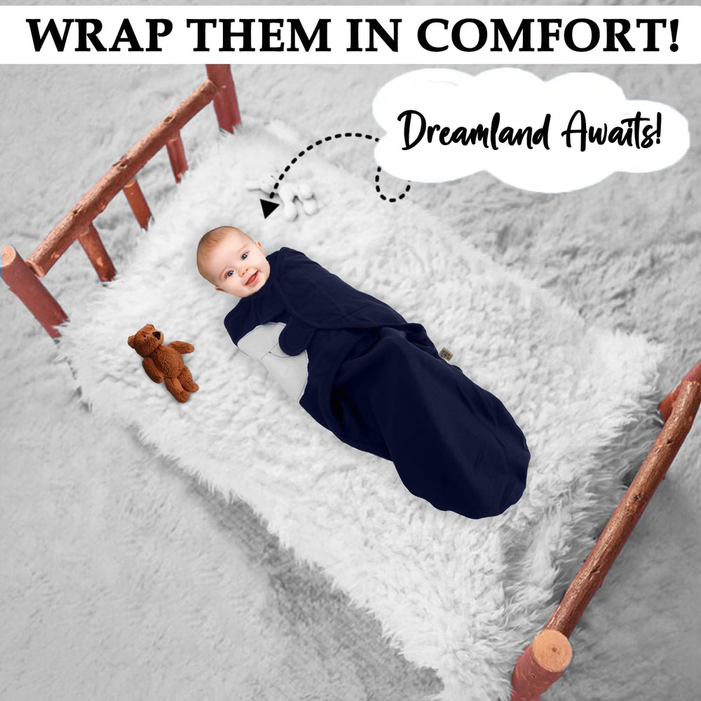 BABYKINZ swaddle demonstrates adjustable tightness to grow with baby.