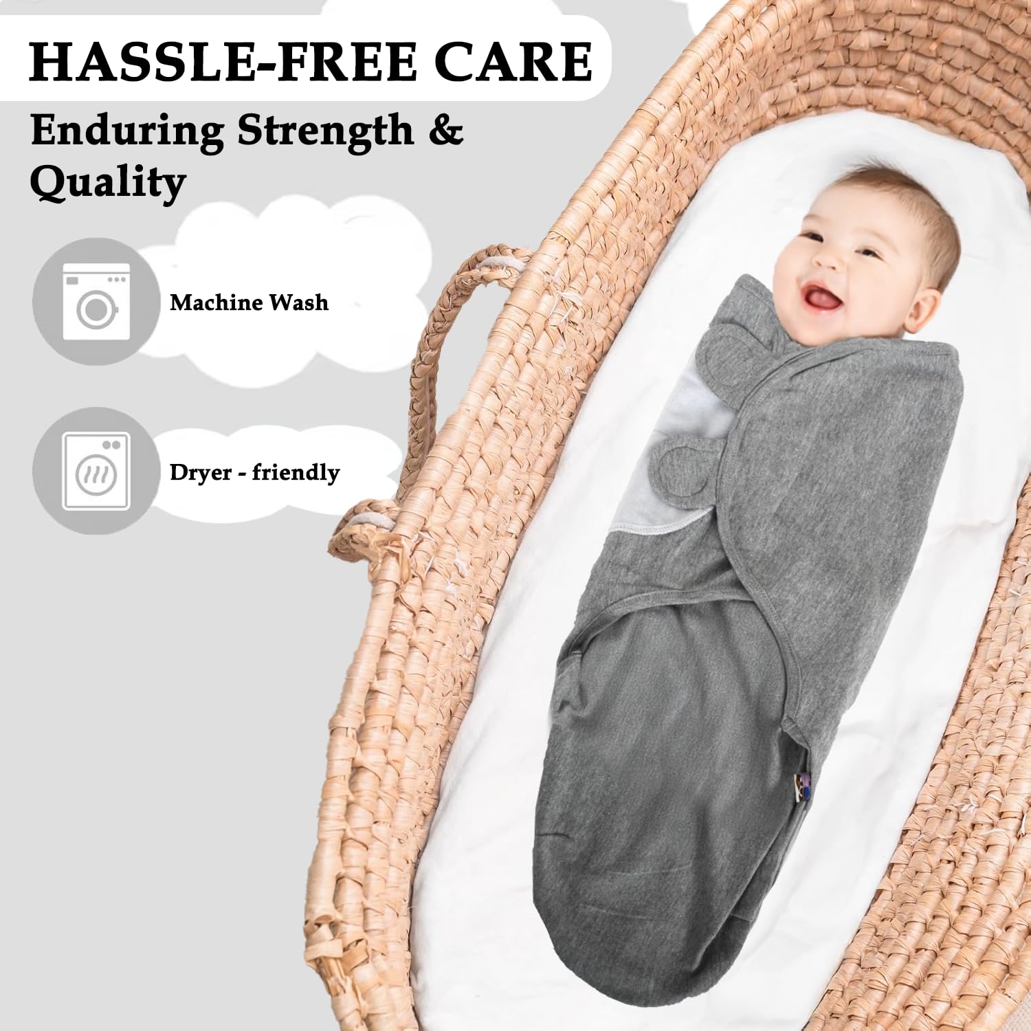 BABYKINZ ergonomic hip support feature shown for healthy leg positioning.