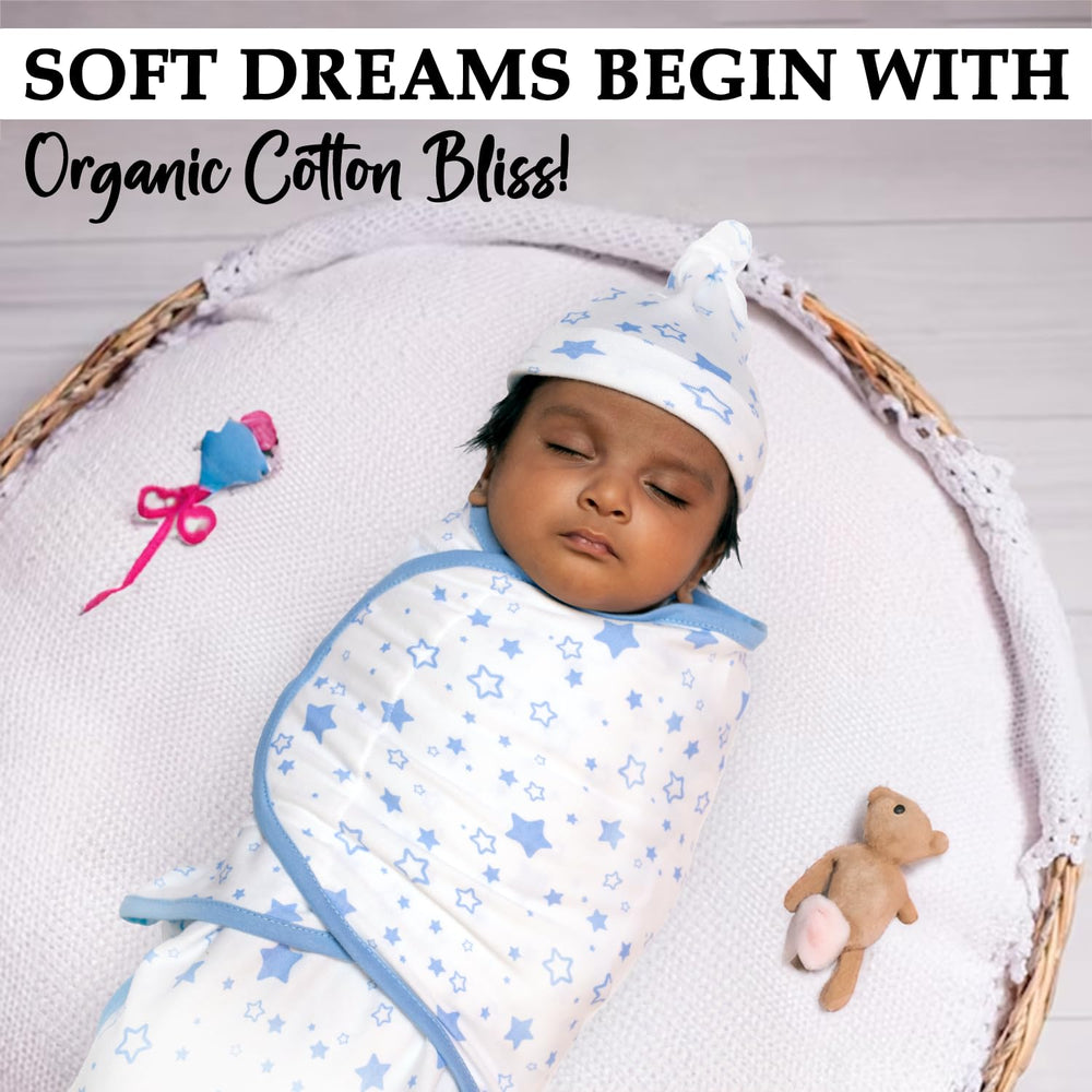 BABYKINZ blue swaddle ready for machine washing and quick dry