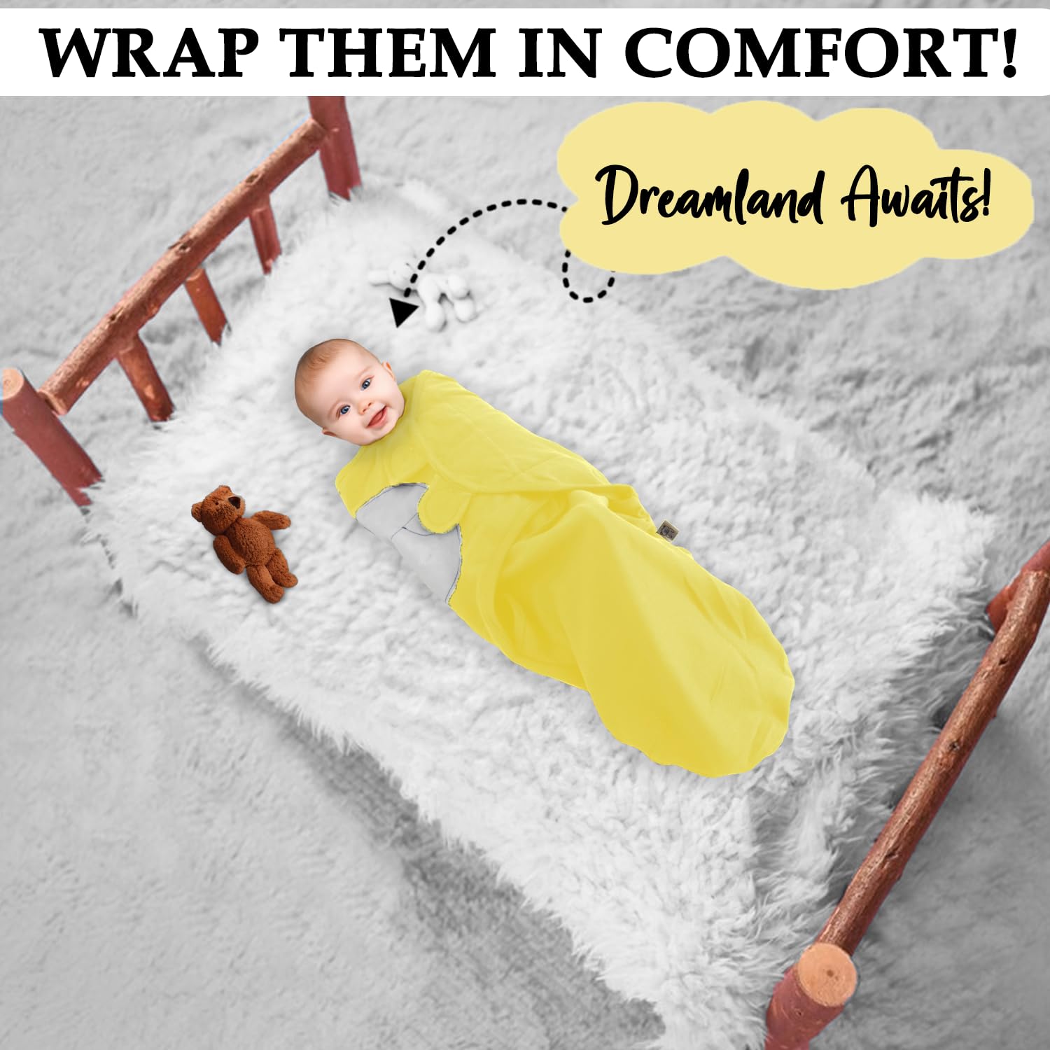 BABYKINZ durable machine-washable swaddle for daily nursery use