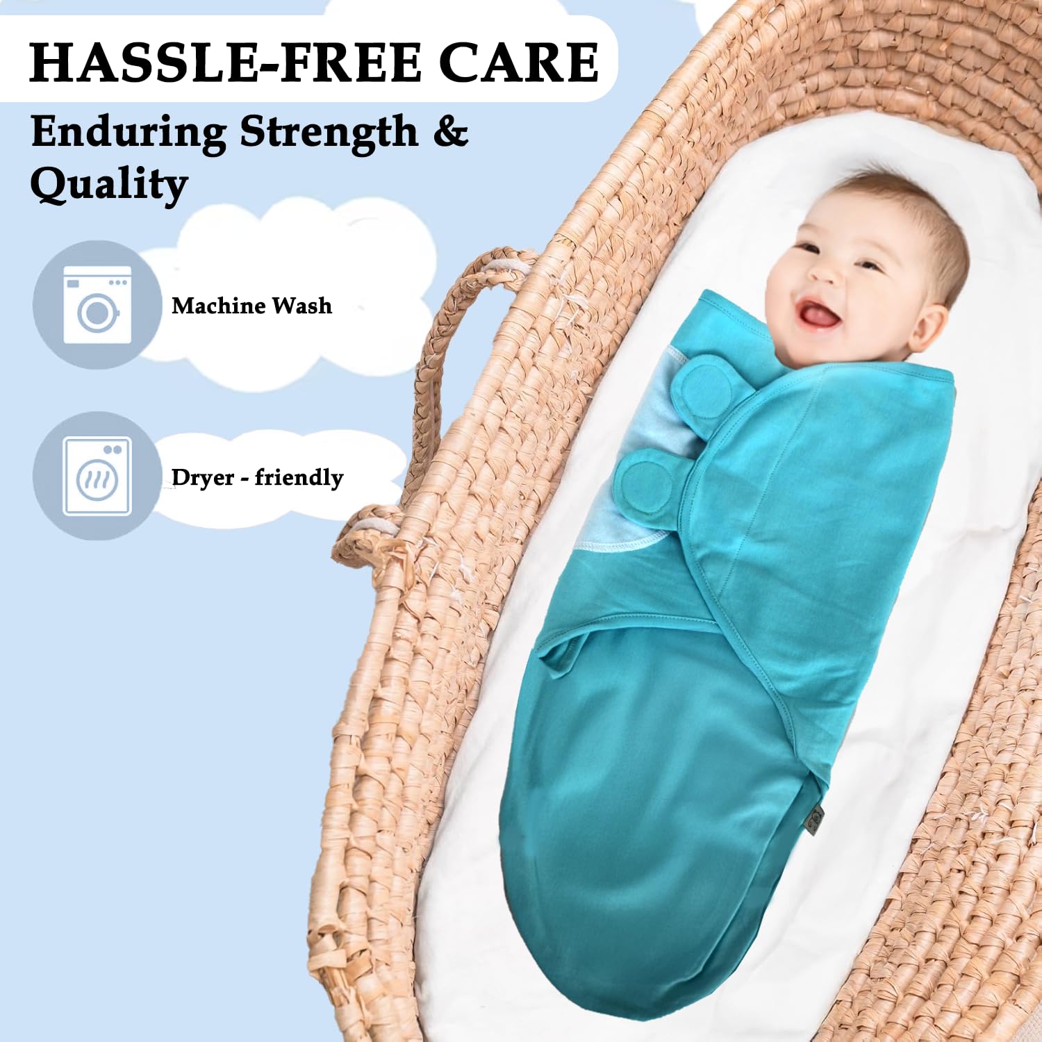 BABYKINZ snug secure-fit swaddle aiding calm sleep routines