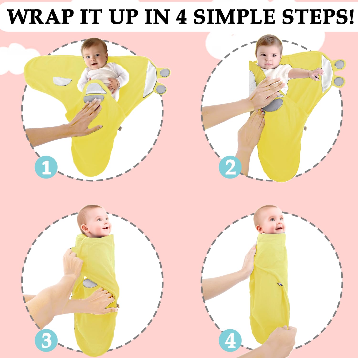 BABYKINZ swaddle with Velcro closure for easy diaper changes