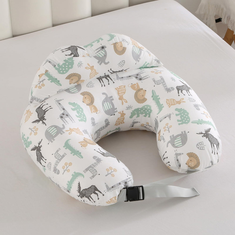 BABYLIAN nursing pillow showing adjustable waist strap for a secure, customizable fit.
