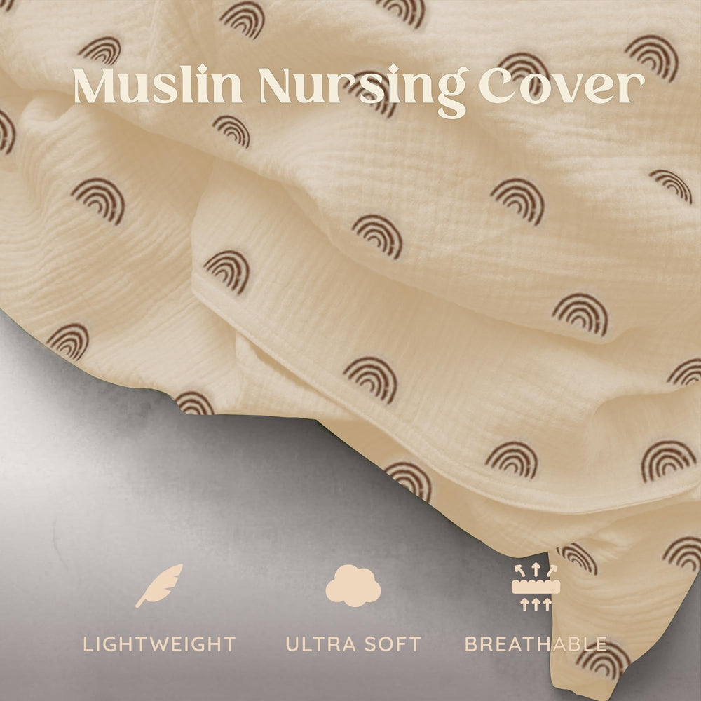Babylicious nursing cover highlights arch neckline for eye contact and ventilation.