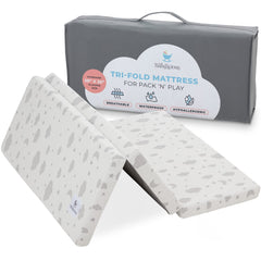 Babylicious Pack N Play topper in tri-fold design secures surfaces for baby comfort