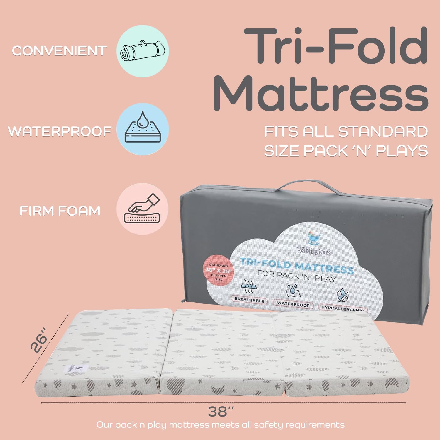 Babylicious waterproof removable cover with TPU layer keeps foam dry