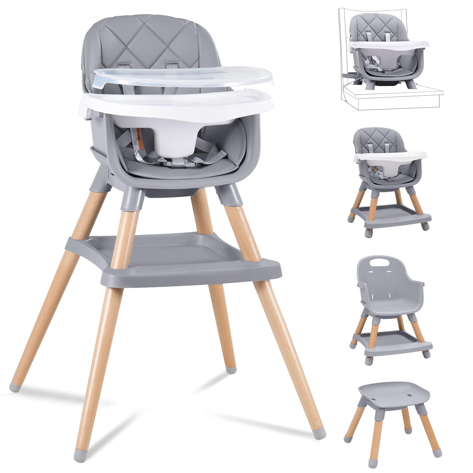 Babyliebe 8-in-1 convertible high chair in full-size chair mode for babies