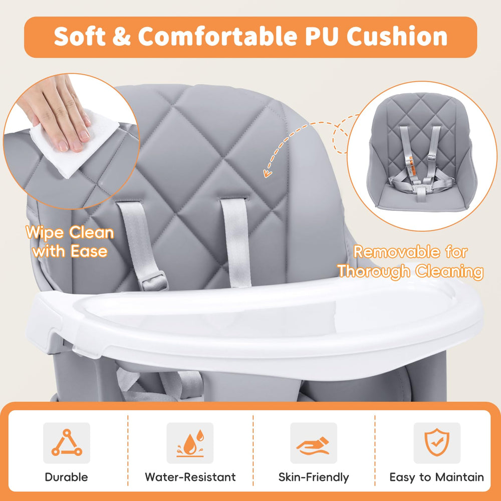 Removable double tray on Babyliebe high chair for easy cleaning